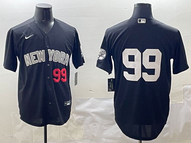 Men New York Yankees #99 No Name Black Game 2025 Nike MLB Jersey style 4